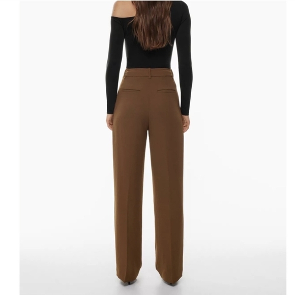 NWT WILFRED Effortless Pants Cognac Brown Wide Leg 00 ARITZIA - Picture 2 of 14